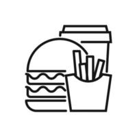 Editable Icon of Fast Food burger, French Fries and Drink, Vector illustration isolated on white background. using for Presentation, website or mobile app