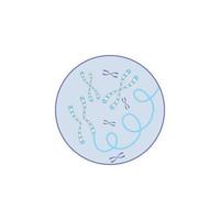 Biotechnology, gene in badge vector icon