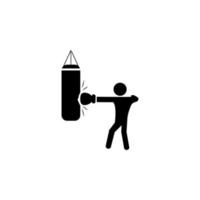 Boxer beats punching bag vector icon