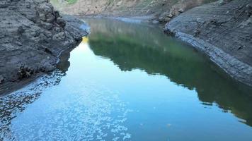 contamination lake drone shot video