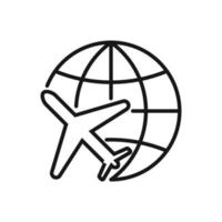 Editable Icon of Plane Travel Globe, Vector illustration isolated on white background. using for Presentation, website or mobile app