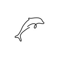 delfín uno línea vector icono