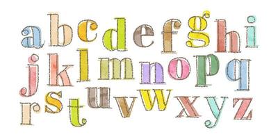 hand drawn vector doodle alphabets, grunge textured