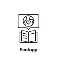ecología, libro, tierra vector icono
