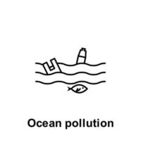 Ocean pollution, fish vector icon