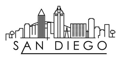 Linear San Diego City Silhouette with Typographic Design vector icon