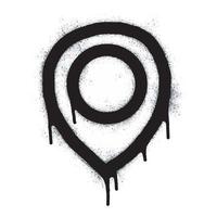 Spray Painted Graffiti Map pointer icon Sprayed isolated with a white background. graffiti GPS location symbol with over spray in black over white. Vector illustration.