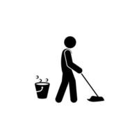 man mopping vector icon