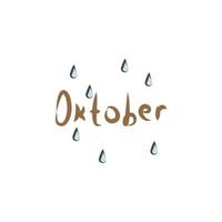 October rainy colored hand drawn vector icon