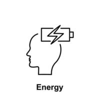 energía, cerebro, recargar vector icono