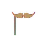 mustache on stick colored vector icon