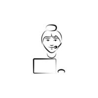 call center avatar sketch style vector icon