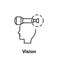 visualización, cabeza, pensar vector icono