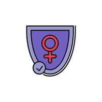 proteger, mujer, género vector icono