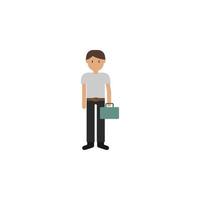 Man, suitcase cartoon vector icon