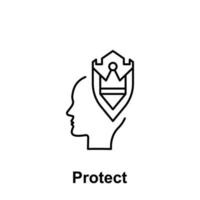 Armor, shield, head vector icon