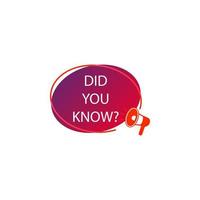 did you know tag, color, megaphone, red vector icon