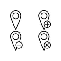 map, pin, plus, remove, minus sign vector icon