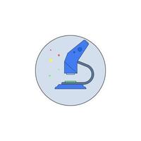 Biotechnology, Nano microscope in badge vector icon
