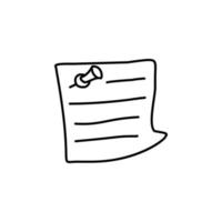 piece of paper with a pin sketch vector icon