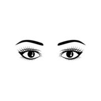 Realistic woman eyes black and white vector icon