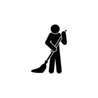 man mopping vector icon