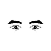 Realistic man eyes black and white vector icon