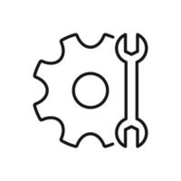 Editable Icon of Wrench and Cogwheel, Setup or Settings Icon, Vector illustration isolated on white background. using for Presentation, website or mobile app