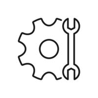 Editable Icon of Wrench and Cogwheel, Setup or Settings Icon, Vector illustration isolated on white background. using for Presentation, website or mobile app