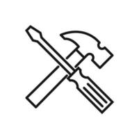 Editable Icon of Hammer and Screwdriver, Vector illustration isolated on white background. using for Presentation, website or mobile app