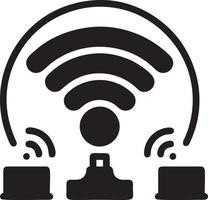 Signal communication information connection wireless icon symbol vector image, illustration of the network wifi in black image. EPS 10