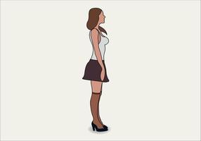 Female cartoon character wearing sweater and mini skirt vector