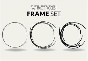 Hand drawn circles sketch frame vector set. Rounds scribble line circles. Vector illustrations.