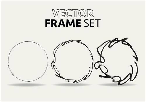 Hand drawn circles sketch frame vector set. Rounds scribble line circles. Vector illustrations.