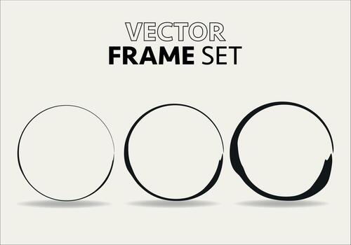 Hand drawn circles sketch frame vector set. Rounds scribble line circles. Vector illustrations.