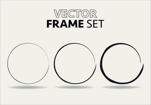 Hand drawn circles sketch frame vector set. Rounds scribble line circles. Vector illustrations.