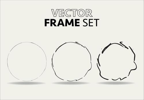 Hand drawn circles sketch frame vector set. Rounds scribble line circles. Vector illustrations.