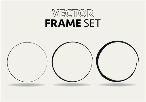 Hand drawn circles sketch frame vector set. Rounds scribble line circles. Vector illustrations.
