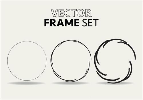 Hand drawn circles sketch frame vector set. Rounds scribble line circles. Vector illustrations.