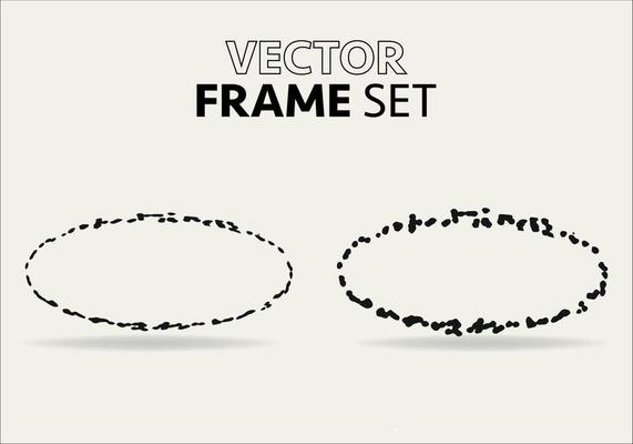 Doodle oval. Hand-drawn ellipse, round grunge frame and circled doodle isolated icon set on white.