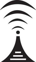 Signal communication information connection wireless icon symbol vector image, illustration of the network wifi in black image. EPS 10