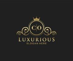 Initial CO Letter Royal Luxury Logo template in vector art for Restaurant, Royalty, Boutique, Cafe, Hotel, Heraldic, Jewelry, Fashion and other vector illustration.