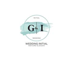 Initial GI Letter Beauty vector initial logo, handwriting logo of initial signature, wedding, fashion, jewerly, boutique, floral and botanical with creative template for any company or business.