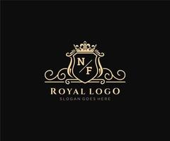 Initial NF Letter Luxurious Brand Logo Template, for Restaurant, Royalty, Boutique, Cafe, Hotel, Heraldic, Jewelry, Fashion and other vector illustration.