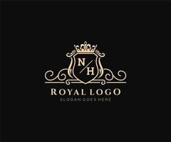 Initial NH Letter Luxurious Brand Logo Template, for Restaurant, Royalty, Boutique, Cafe, Hotel, Heraldic, Jewelry, Fashion and other vector illustration.
