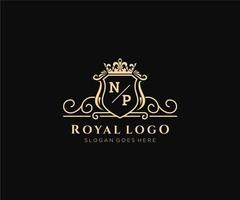 Initial NP Letter Luxurious Brand Logo Template, for Restaurant, Royalty, Boutique, Cafe, Hotel, Heraldic, Jewelry, Fashion and other vector illustration.