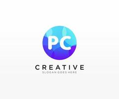 PC initial logo With Colorful Circle template vector. vector