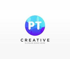 PT initial logo With Colorful Circle template vector. vector