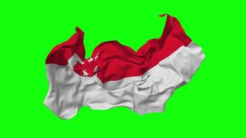 Singapore Flag Seamless Looping Flying in Wind, Looped Bump Texture Cloth Waving Slow Motion, Chroma Key, Luma Matte Selection of Flag, 3D Rendering video