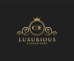 Initial CE Letter Royal Luxury Logo template in vector art for Restaurant, Royalty, Boutique, Cafe, Hotel, Heraldic, Jewelry, Fashion and other vector illustration.